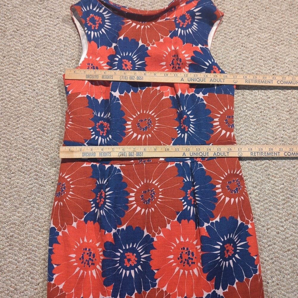 Boden Martha Floral  Sheath Dress 12R Red Blue Structured Textured Sleeveless - Picture 3 of 7
